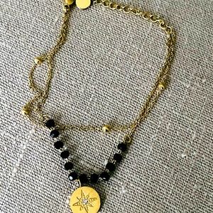 Double chain/beads bracelet SS